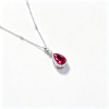 925 Sterling Silver Lab-Created Ruby Necklace | Pear-Cut Red Gemstone | Elegant Fine Jewelry