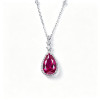 925 Sterling Silver Lab-Created Ruby Necklace | Pear-Cut Red Gemstone | Elegant Fine Jewelry