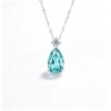 925 Sterling Silver Lab-Created Paraiba-Color Green Garnet Necklace | Pear-Cut Pendant