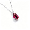 925 Sterling Silver Lab-Created Ruby Necklace | Oval-Cut Halo Pendant with Chain Accent