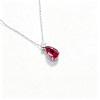 925 Sterling Silver Lab-Created Ruby Necklace | Oval-Cut Halo Pendant with Chain Accent