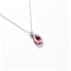 925 Sterling Silver Lab-Created Ruby Necklace | Oval-Cut Halo Pendant with Chain Accent