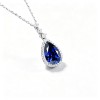 925 Sterling Silver Lab-Created Blue Sapphire Butterfly Necklace | Pavé Accent Pendant
