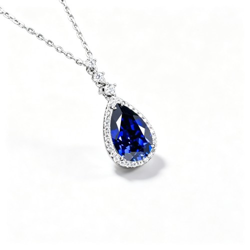925 Sterling Silver Lab-Created Blue Sapphire Butterfly Necklace | Pavé Accent Pendant