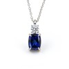 925 Sterling Silver Lab-Created Blue Sapphire Necklace | Pear-Shaped Halo Pendant