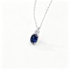 925 Sterling Silver Lab-Created Blue Sapphire Necklace | Pear-Shaped Halo Pendant