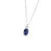 925 Sterling Silver Lab-Created Blue Sapphire Necklace | Pear-Shaped Halo Pendant