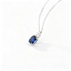 925 Sterling Silver Lab-Created Blue Sapphire Necklace | Pear-Shaped Halo Pendant