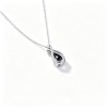 925 Sterling Silver Lab-Created Blue Sapphire Necklace | Pear-Shaped Halo Pendant