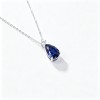 925 Sterling Silver Lab-Created Blue Sapphire Necklace | Pear-Shaped Halo Pendant
