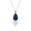 925 Sterling Silver Lab-Created Blue Sapphire Necklace | Pear-Shaped Halo Pendant