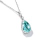 925 Sterling Silver Lab-Created Paraiba-Color Green Garnet Necklace | Pear-Shaped Pendant with Pavé Accents