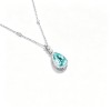 925 Sterling Silver Lab-Created Paraiba-Color Green Garnet Necklace | Pear-Shaped Pendant with Pavé Accents