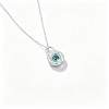925 Sterling Silver Lab-Created Paraiba-Color Green Garnet Necklace | Round Gemstone Pendant