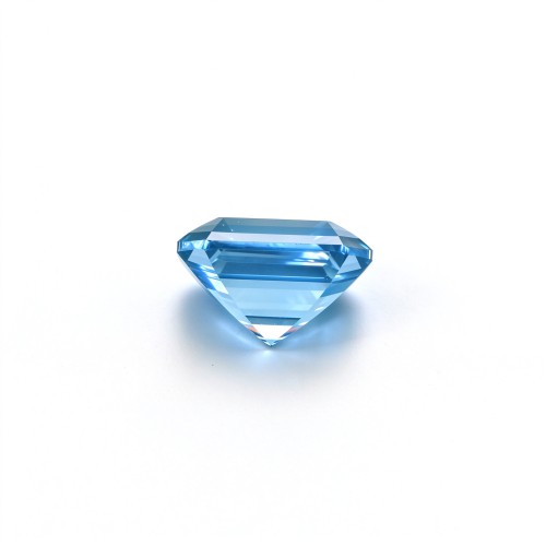 Aquamarine Gemstone, Lab-Created, 12mm Square Asscher Cut, Loose Aquamarine for Custom Rings, Pendants and Jewelry Making
