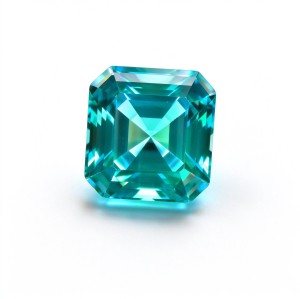 Mint Green Sapphire Gemstone, Lab-Created, 12mm Square Asscher Cut, Loose Green Sapphire for Custom Rings, Pendants and Jewelry Making