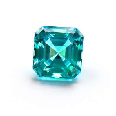 Mint Green Sapphire Gemstone, Lab-Created, 12mm Square Asscher Cut, Loose Green Sapphire for Custom Rings, Pendants and Jewelry Making