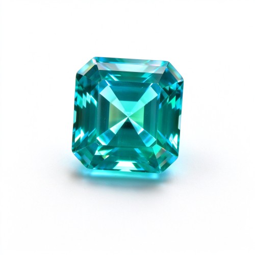 Mint Green Sapphire Gemstone, Lab-Created, 12mm Square Asscher Cut, Loose Green Sapphire for Custom Rings, Pendants and Jewelry Making