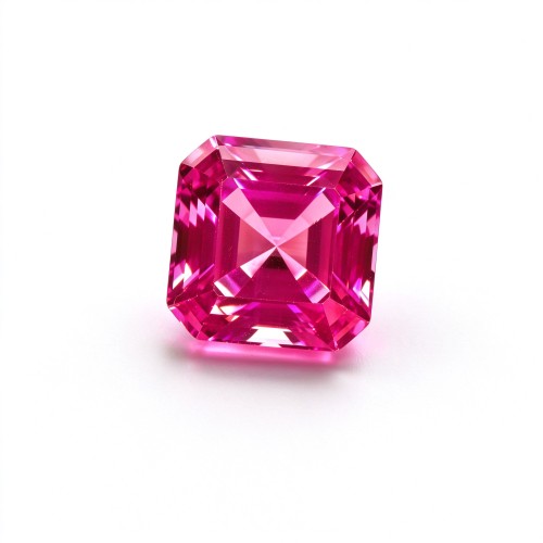 Hot Pink Sapphire | Durable Gemstone | Lab-Created Corundum, Square Asscher Cut, 12x12mm, Hot Pink | Rings, Pendants, Custom Jewelry