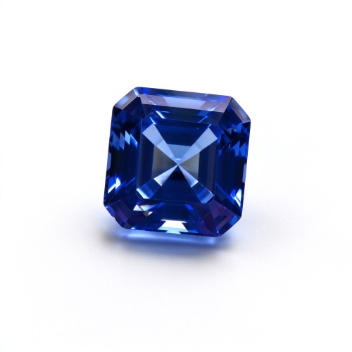 Royal Blue Sapphire Gemstone, Lab-Created, 12mm Square Asscher Cut, Loose Blue Sapphire for Custom Rings, Pendants and Jewelry Making
