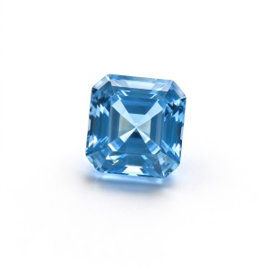 Aquamarine Gemstone, Lab-Created, 12mm Square Asscher Cut, Loose Aquamarine for Custom Rings, Pendants and Jewelry Making