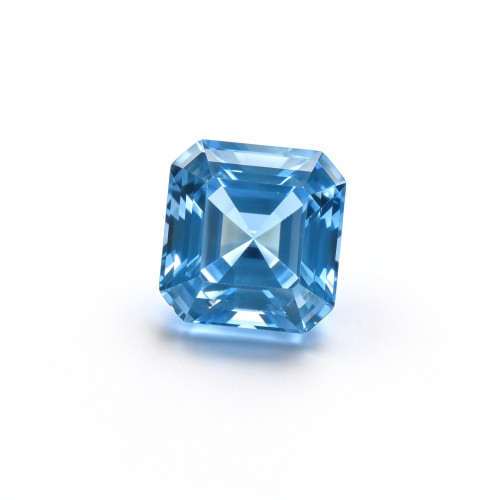 Aquamarine Gemstone, Lab-Created, 12mm Square Asscher Cut, Loose Aquamarine for Custom Rings, Pendants and Jewelry Making