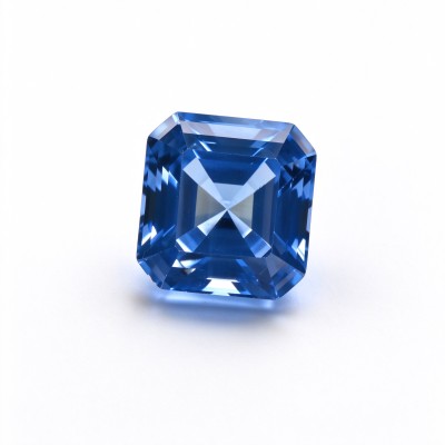 Cornflower Blue Sapphire Gemstone, Lab-Created, 12mm Square Asscher Cut, Loose Blue Sapphire for Custom Rings, Pendants and Jewelry Making