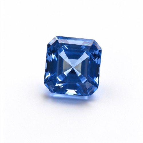 Cornflower Blue Sapphire Gemstone, Lab-Created, 12mm Square Asscher Cut, Loose Blue Sapphire for Custom Rings, Pendants and Jewelry Making