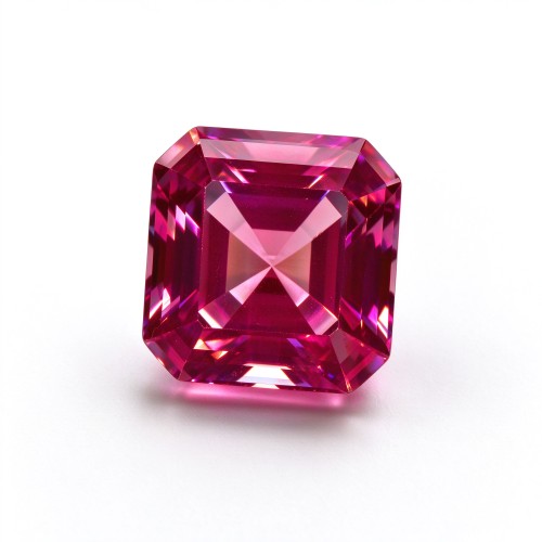Hot Pink Sapphire | Durable Gemstone | Lab-Created Corundum, Square Asscher Cut, 12x12mm, Hot Pink | Rings, Pendants, Custom Jewelry
