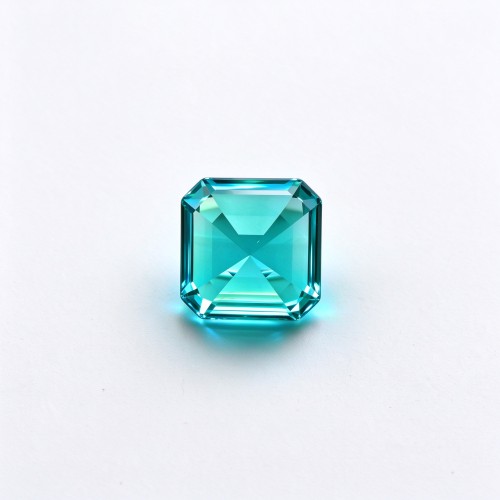 Mint Green Sapphire Gemstone, Lab-Created, 12mm Square Asscher Cut, Loose Green Sapphire for Custom Rings, Pendants and Jewelry Making