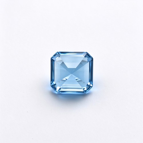 Aquamarine Gemstone, Lab-Created, 12mm Square Asscher Cut, Loose Aquamarine for Custom Rings, Pendants and Jewelry Making