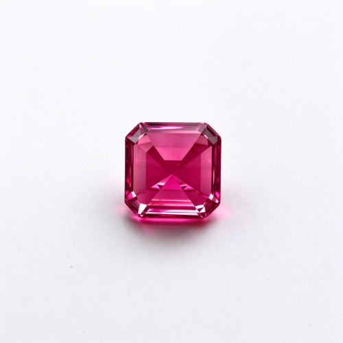 Hot Pink Sapphire | Durable Gemstone | Lab-Created Corundum, Square Asscher Cut, 12x12mm, Hot Pink | Rings, Pendants, Custom Jewelry