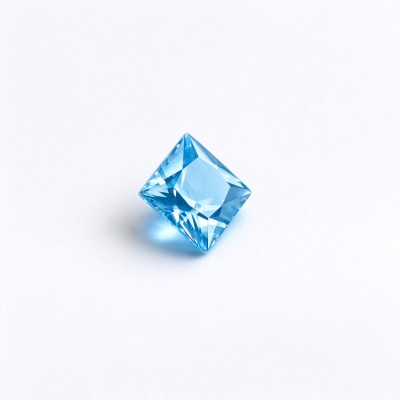 Lab Created Aquamarine Gemstone, 10x10mm Square Princess Cut, Loose Aquamarine for Custom Rings, Pendants and Jewelry Making