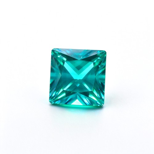 Paraiba Color Gemstone, Lab-Created, 10x10mm Square Princess Cut, Blue Green Loose Stone for Custom Rings, Pendants and Jewelry Making