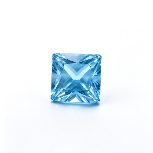 Lab Created Aquamarine Gemstone, 10x10mm Square Princess Cut, Loose Aquamarine for Custom Rings, Pendants and Jewelry Making