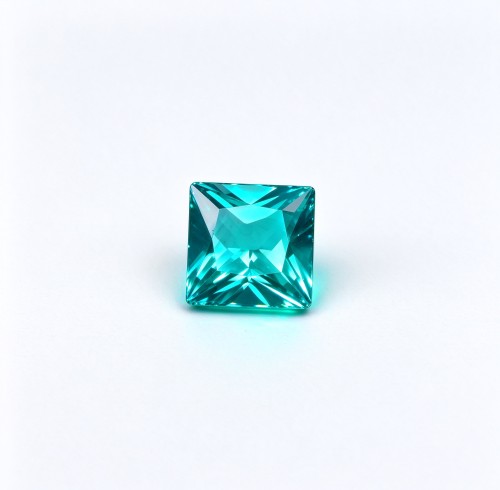 Paraiba Color Gemstone, Lab-Created, 10x10mm Square Princess Cut, Blue Green Loose Stone for Custom Rings, Pendants and Jewelry Making