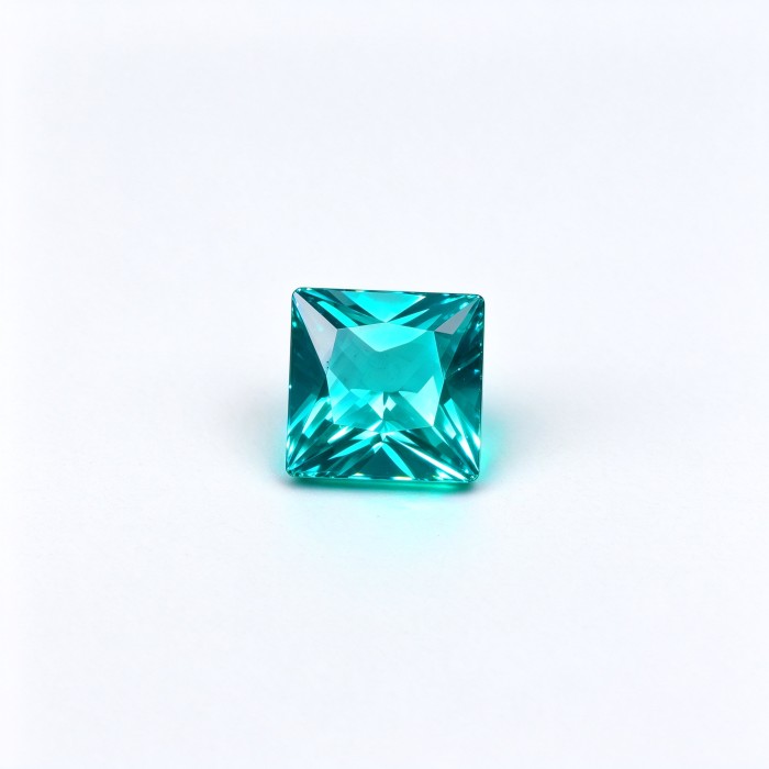 Paraiba Color Gemstone, Lab-Created, 10x10mm Square Princess Cut, Blue Green Loose Stone for Custom Rings, Pendants and Jewelry Making