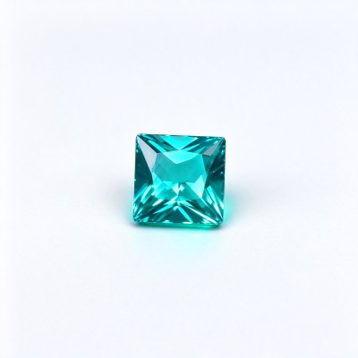Paraiba Color Gemstone, Lab-Created, 10x10mm Square Princess Cut, Blue Green Loose Stone for Custom Rings, Pendants and Jewelry Making