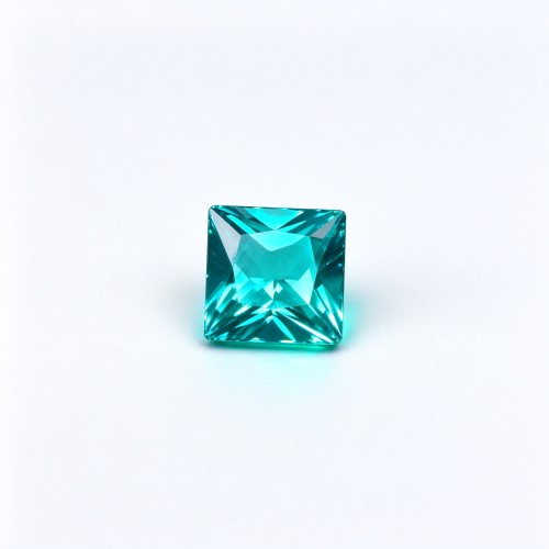 Paraiba Color Gemstone, Lab-Created, 10x10mm Square Princess Cut, Blue Green Loose Stone for Custom Rings, Pendants and Jewelry Making