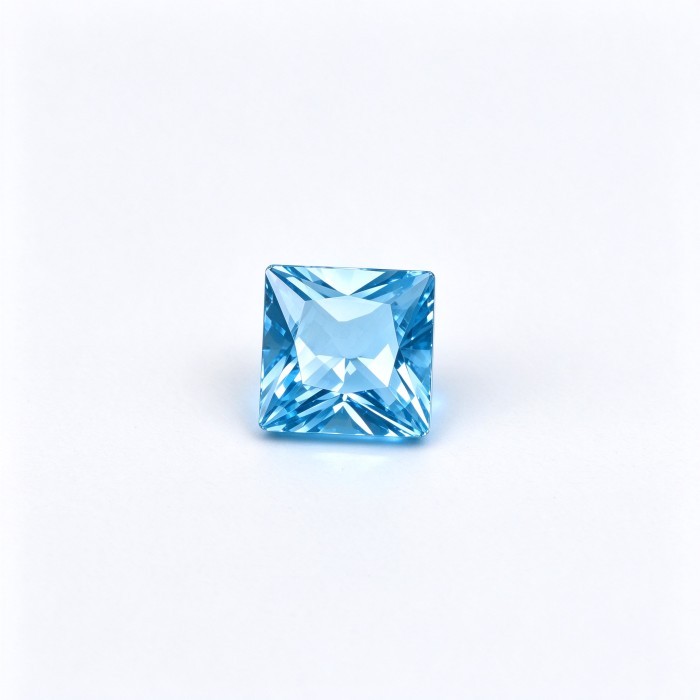 Lab Created Aquamarine Gemstone, 10x10mm Square Princess Cut, Loose Aquamarine for Custom Rings, Pendants and Jewelry Making
