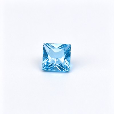 Lab Created Aquamarine Gemstone, 10x10mm Square Princess Cut, Loose Aquamarine for Custom Rings, Pendants and Jewelry Making