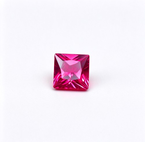 Hot Pink Gemstone, Lab-Created, 10x10mm Square Princess Cut, Loose Pink Stone for Custom Rings, Pendants and Jewelry Making