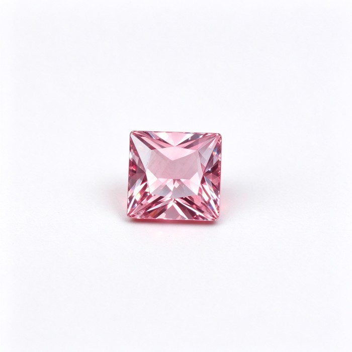 Sakura Pink Gemstone, Lab-Created, 10x10mm Square Princess Cut, Loose Pink Stone for Custom Rings, Pendants and Jewelry Making