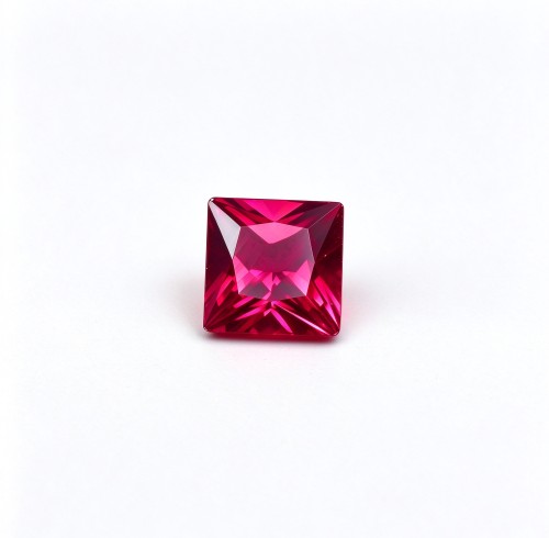 Rubellite Tourmaline Gemstone, Lab-Created, 10x10mm Square Princess Cut, Loose Pink Red Stone for Custom Rings and Jewelry Making