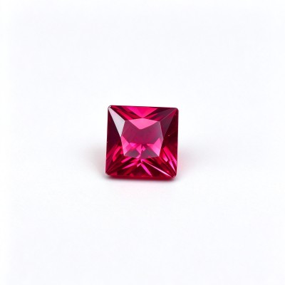 Rubellite Tourmaline Gemstone, Lab-Created, 10x10mm Square Princess Cut, Loose Pink Red Stone for Custom Rings and Jewelry Making