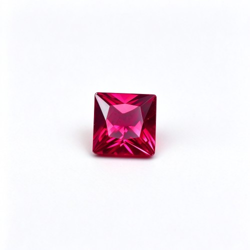 Rubellite Tourmaline Gemstone, Lab-Created, 10x10mm Square Princess Cut, Loose Pink Red Stone for Custom Rings and Jewelry Making