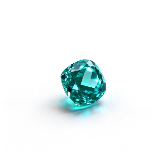 Paraiba Color Gemstone | Vibrant Blue Green Gemstone | Lab-Created, Cushion Cut, 10x10mm | Rings, Pendants, Custom Jewelry