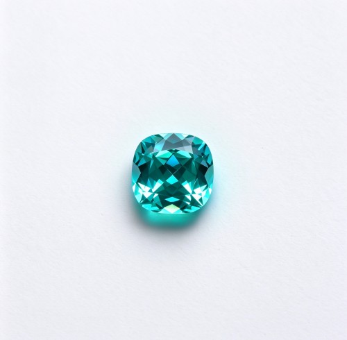 Paraiba Color Gemstone | Vibrant Blue Green Gemstone | Lab-Created, Cushion Cut, 10x10mm | Rings, Pendants, Custom Jewelry