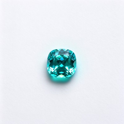 Paraiba Color Gemstone | Vibrant Blue Green Gemstone | Lab-Created, Cushion Cut, 10x10mm | Rings, Pendants, Custom Jewelry