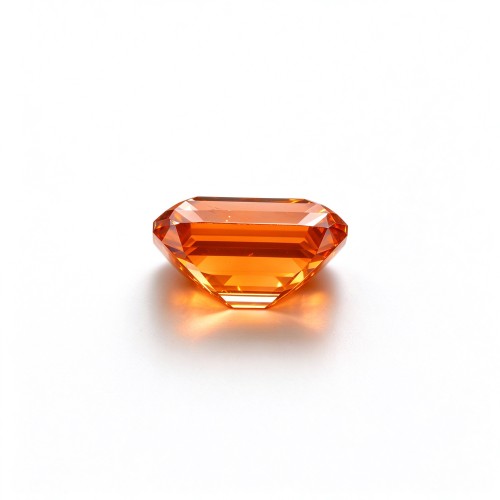 Fanta Orange Gemstone | Vivid Orange Loose Gemstone | Lab-Created, Emerald Cut, 10x14mm | Rings, Pendants, Custom Jewelry